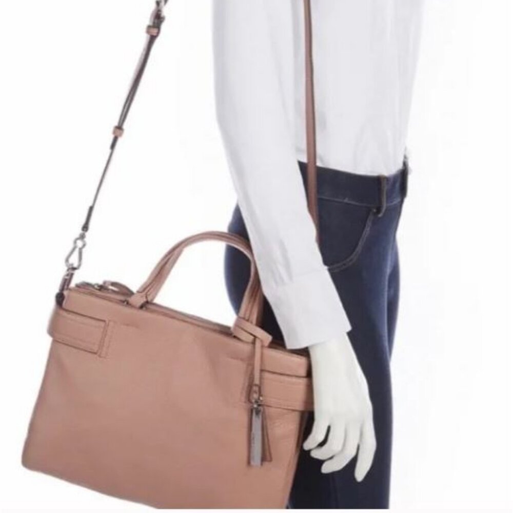 VINCE CAMUTO Davy Rose SoftPebble Leather 3Section Convertible Crossbody Satchel